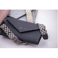 Phone Pocket Pénélope perforiertes Leder Schwarz