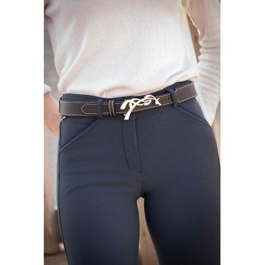 Pénélope Signature-Gürtel aus perforiertem Leder Schwarz