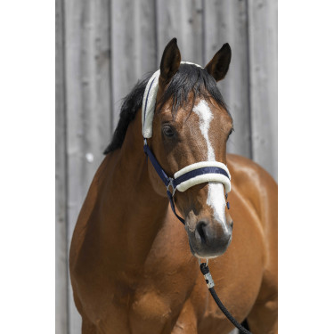 Kopfstück Riding World synthetisches Lammfell Marineblau
