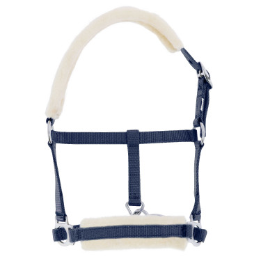 Fohlenhalfter Riding World synthetisches Lammfell Marineblau