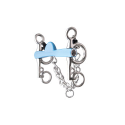 Pelham-Gebiss Metalab Flexi Halbmond kurze Schenkel Blau