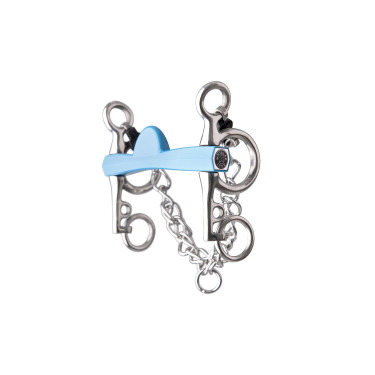 Pelham-Gebiss Metalab Flexi Halbmond kurze Schenkel Blau