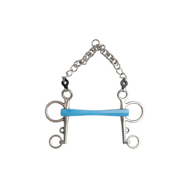 Pelham-Gebiss Metalab Flexi gerade lange Schenkel Blau