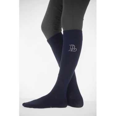 Pénélope Luxus-Strass-Socken Marine / Silber Blau