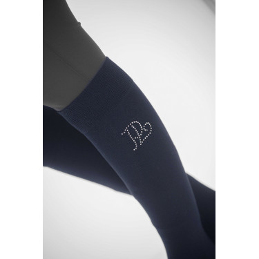 Pénélope Luxus-Strass-Socken Marine / Silber Blau