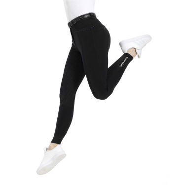 Reithose Equithème Safir Silikon-Vollbesatz Schwarz / Blau