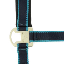 Halfter + Führstrick Equitheme Satiniert Marine / Türkis Blau