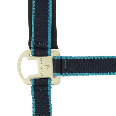 Halfter + Führstrick Equitheme Satiniert Marine / Türkis Blau