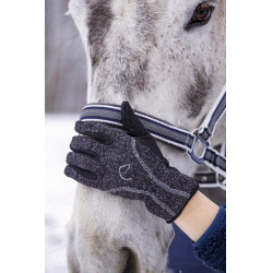 Warme Equithème-Handschuhe Meliertes Grau