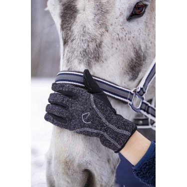 Warme Equithème-Handschuhe Meliertes Grau