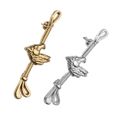 Krawattennadel Pferdekopf Silberfarben Grau