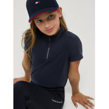 Trainingspolo Palma Tommy Hilfiger Equestrian 1/4 Zip Young Rider Kurzarm Wüstenhimmel Blau
