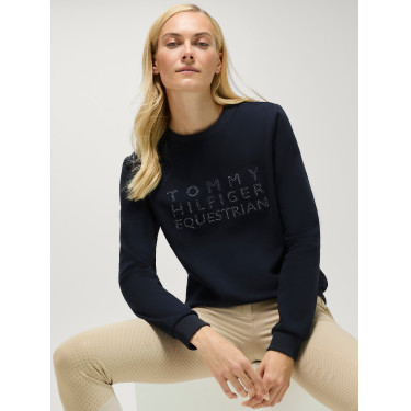 Damen-Rundhalspullover Belair mit Strass von Tommy Hilfiger Equestrian Wüstenhimmel Blau