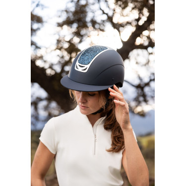 Reithelm mit Kristallverzierung Horze Arix II Rauchgrau