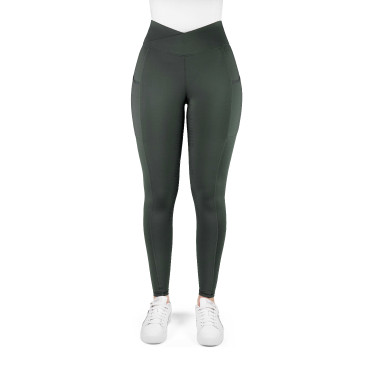 Reitleggings Equithème Fanny Damen Khaki Gr&uuml;n