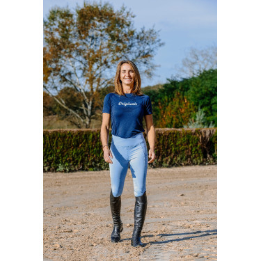 Nahtloses Kurzarm-T-Shirt Equithème Elena Damen Marine Marineblau