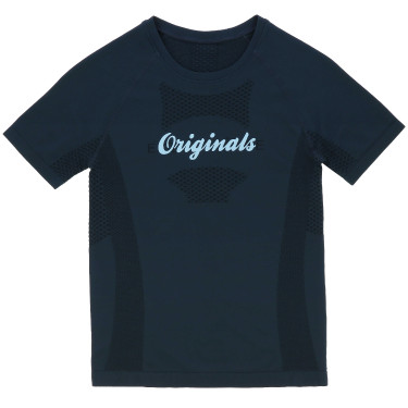 Nahtloses Kurzarm-T-Shirt Equithème Elena Damen Marine Marineblau