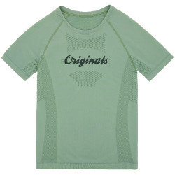 Nahtloses Kurzarm-T-Shirt Equithème Elena Damen Khaki Gr&uuml;n