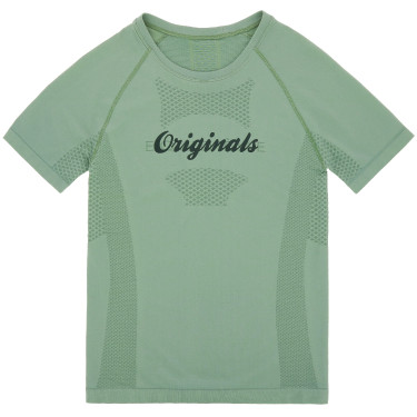 Nahtloses Kurzarm-T-Shirt Equithème Elena Damen Khaki Gr&uuml;n