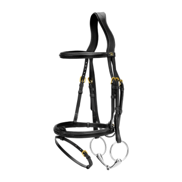 Reithalfter Kombiniertes Nasenband Dy'on D Kollektion Schwarz