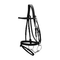 Plattes Lederzaumzeug mit Karabinern Working by Dy'on Schwarz