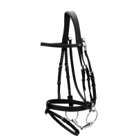 Plattes Lederzaumzeug mit Karabinern Working by Dy'on Schwarz