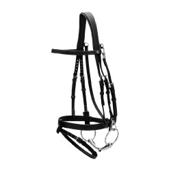 Plattes Lederzaumzeug mit Karabinern Working by Dy'on Schwarz