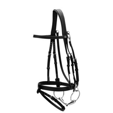 Plattes Lederzaumzeug mit Karabinern Working by Dy'on Schwarz