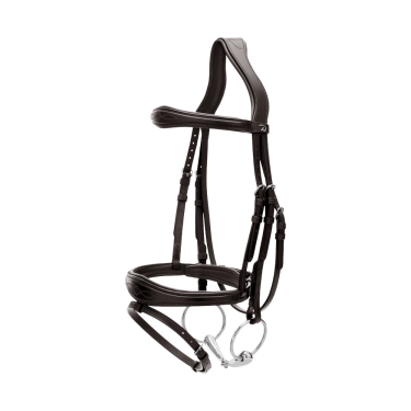 Kombinierte Reithalfter-Trense Anatomisch Dy'on New English Collection Schwarz