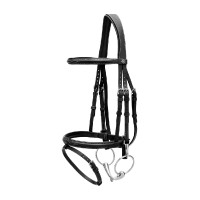 Kombinierter Reithalfter-Zaum mit Karabinerhaken Working by Dy'on Schwarz