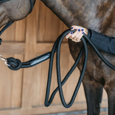 Trainingslonge Dy'on mit Karabinerhaken Schwarz