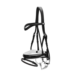 Trense Working by Dy'on Kombinierte Reithalfter Breit Lackiert Weiße Unterlegung Trense Working by Dy'on Kombinierte Reithalfter Breit Lackiert Weiße Unterlegung