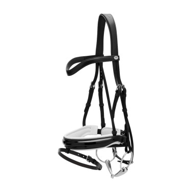 Trense Working by Dy'on Kombinierte Reithalfter Breit Lackiert Weiße Unterlegung