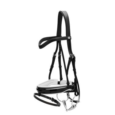 Trense Working by Dy'on Kombinierte Reithalfter Breit Lackiert Weiße Unterlegung Trense Working by Dy'on Kombinierte Reithalfter Breit Lackiert Weiße Unterlegung