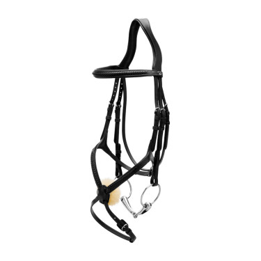 Geflochtener Reithalfter mit Kreuzriemen New English Collection Dy'on Schwarz