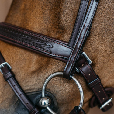 Geflochtenes Kombiniertes Reithalfter mit Pull Pack Dy'on New English Collection Braun