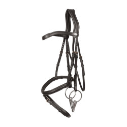Dy’on Trense mit kombinierter Sperrriemen-Nasenriemen aus weichem Leder Schwarz