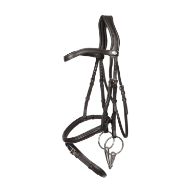 Dy’on Trense mit kombinierter Sperrriemen-Nasenriemen aus weichem Leder Schwarz