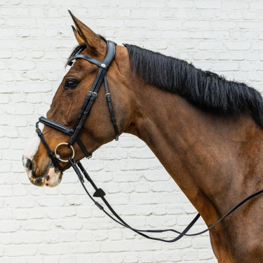 Dy’on Trense mit kombinierter Sperrriemen-Nasenriemen aus weichem Leder Schwarz