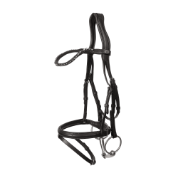 Trense mit kombiniertem mittlerem Reithalfter aus weichem Leder Dy’on Schwarz