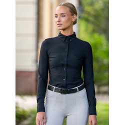 Damen-Langarmhemd Equestrian Stockholm Performance Schwarz