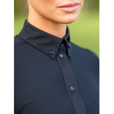 Damen-Langarmhemd Equestrian Stockholm Performance Schwarz