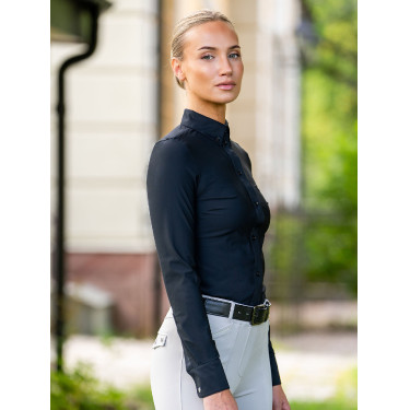 Damen-Langarmhemd Equestrian Stockholm Performance Schwarz