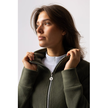 Reitjacke Fleece Horze Ellie Damen Skarabäusgrün Gr&uuml;n