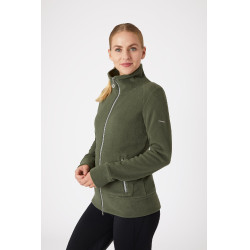 Reitjacke Fleece Horze Ellie Damen Skarabäusgrün Gr&uuml;n