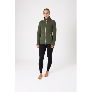 Reitjacke Fleece Horze Ellie Damen Skarabäusgrün Gr&uuml;n