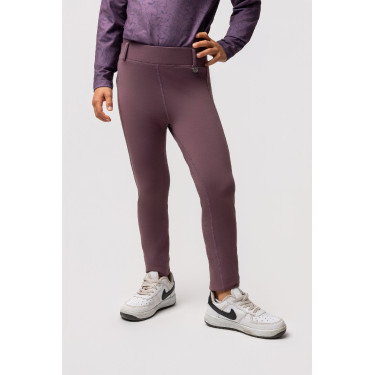 Kinder-Thermo-Reitleggings Horze Dea mit Vollbesatz-Grip Feuerstein Grau