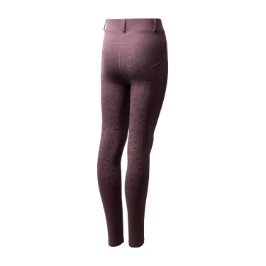 Kinder-Thermo-Reitleggings Horze Dea mit Vollbesatz-Grip Feuerstein Grau