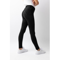 Kinder-Thermo-Reitleggings Horze Dea mit Vollbesatz-Grip Schwarz