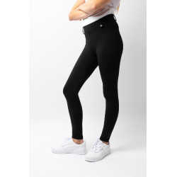 Kinder-Thermo-Reitleggings Horze Dea mit Vollbesatz-Grip Schwarz